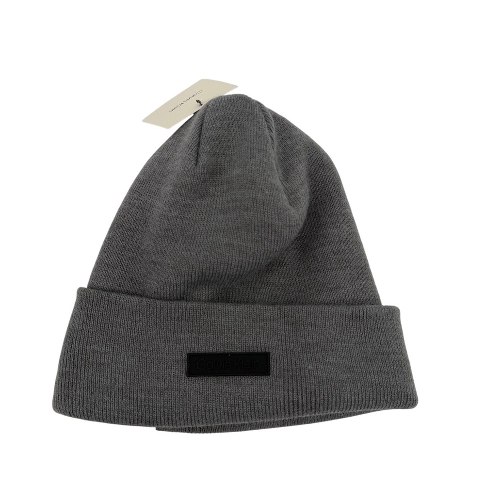 Calvin Klein Men's Knit Fleece Lined Beanie Hat Gray - OS - NWT $48